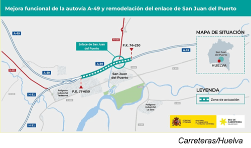 Apuesta firme del Gobierno de España por la movilidad en Huelva con la mejora de la A‑49 y el enlace de San Juan del Puerto
