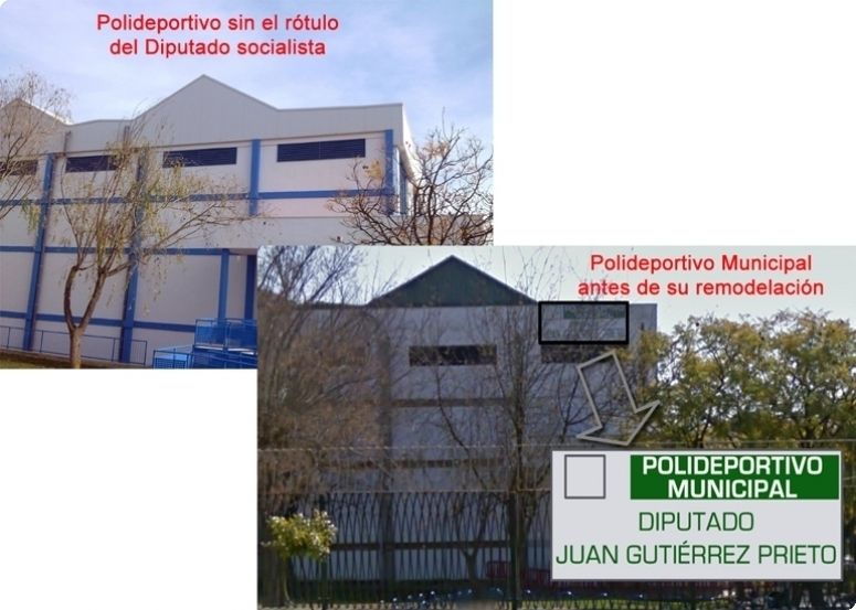 PSOE denuncia que el PP ha retirado del polideportivo el nombre del primer diputado del municipio sólo por ser socialista